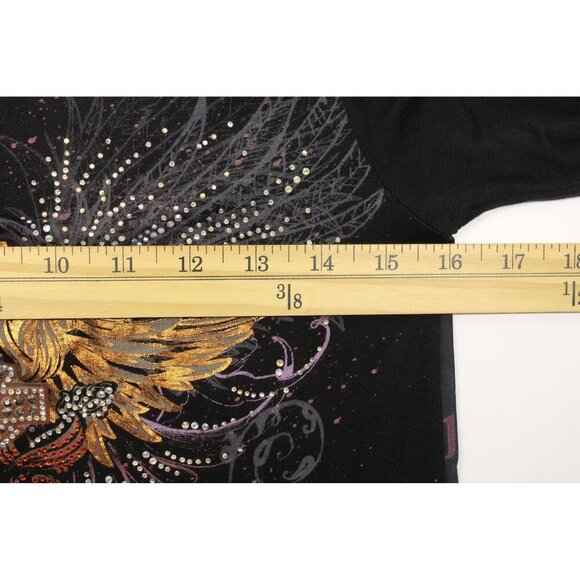 Harley-Davidson Women's Vinyl Wings Embellished Sheer Back Long Sleeve Top Sz S - Picture 6 of 10